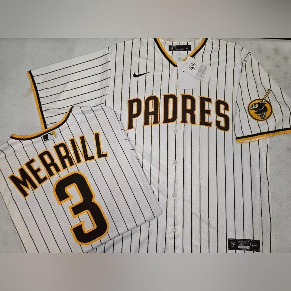 Nike Authentic San Diego Padres Jackson Merrill #3 MLB Baseball Jerseys Men’s L
